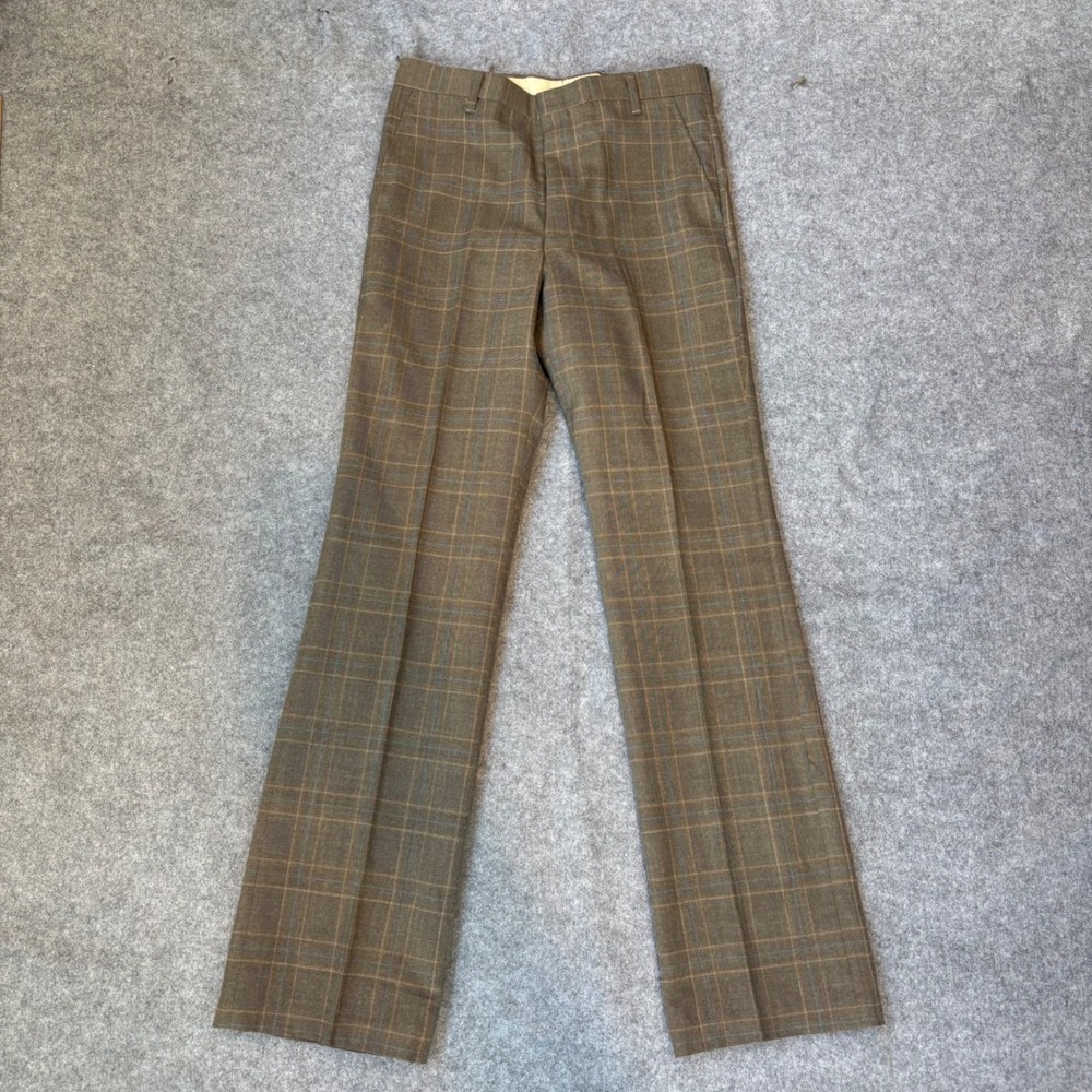 Vintage Brown Glen Plaid Dress Pants Mens 31x33 Straight Leg Check Trousers